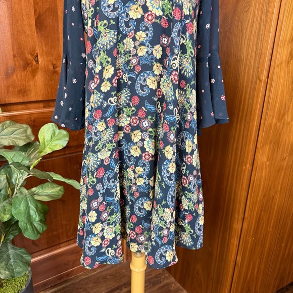 Anthropologie paper crown swing Navy Floral Mini Dress - Picture 5 of 10